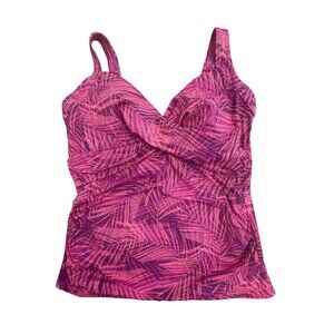 Lands' End Wrap Tankini Top Size 10 D Cup Underwire Womens 522744 10D Purple